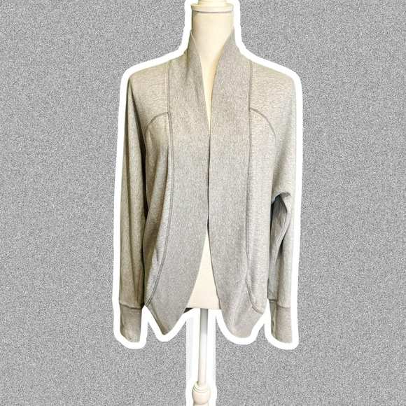 PINK Victoria’s Secret Heathered Gray Terry Cotton Long Sleeve Curved Cardigan - Picture 1 of 14